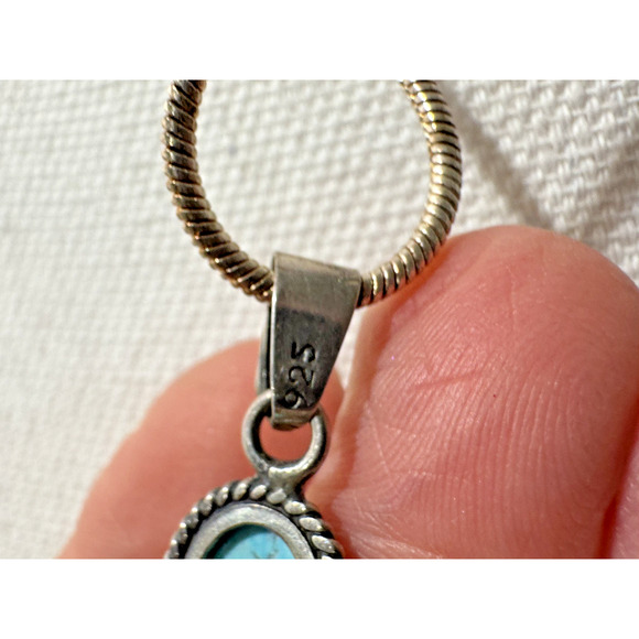 Turquoise Cross Necklace Pendant Large Sterling Silver Southwestern 14 gr - Picture 4 of 9